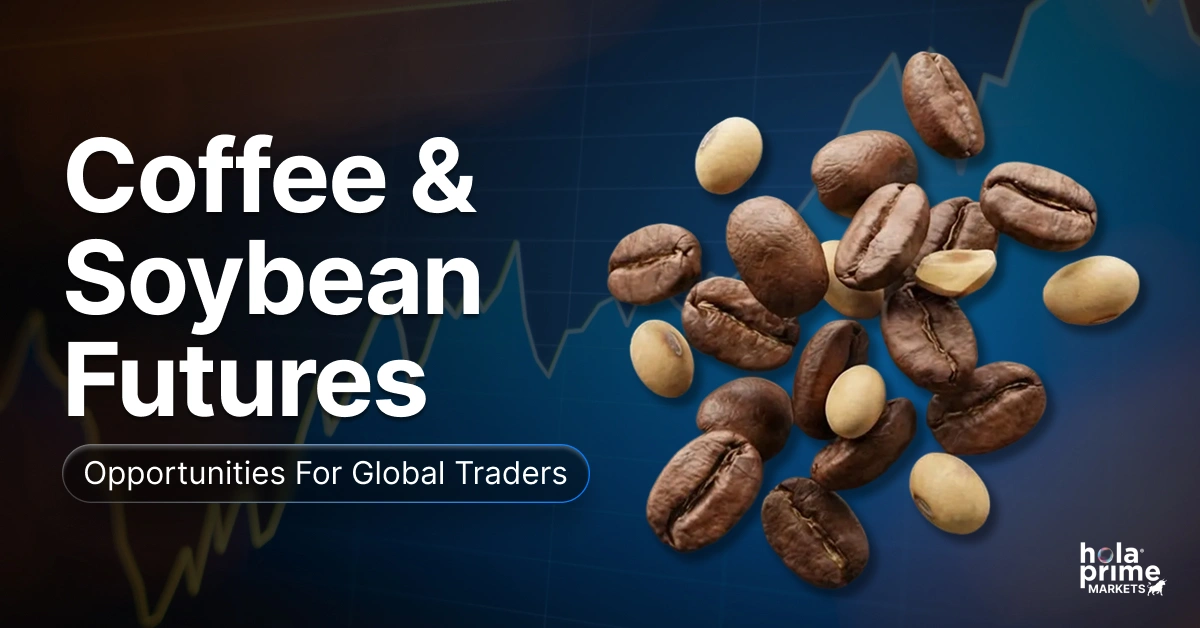 Infographic with title, Coffee and Soybean Futures: Opportunities for Global Traders
